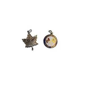 Vintage Sterling Silver International Peace Garden Leaf Charm + Band Camp charm